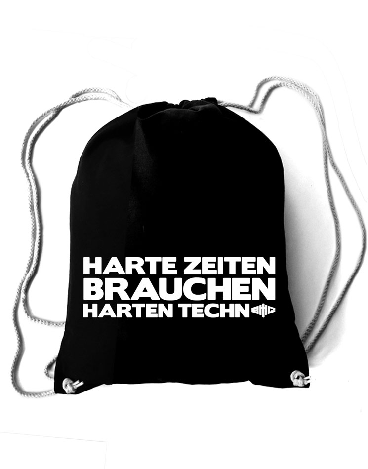 Baumwollrucksack Harte Zeiten wei auf schwarz