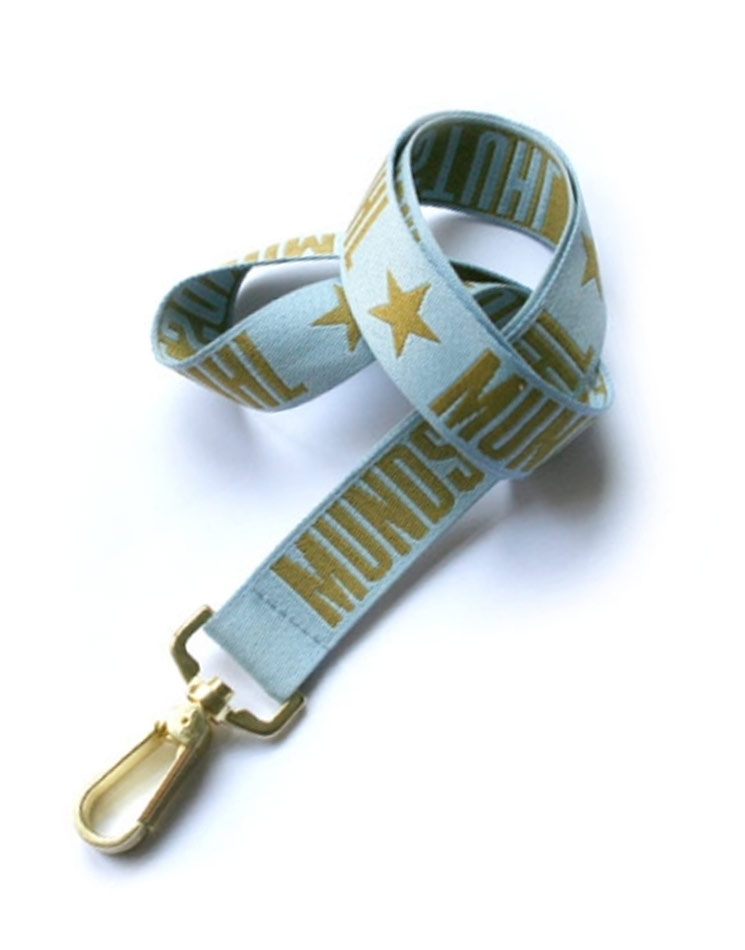 Bling Bling Lanyard gold auf hellblau