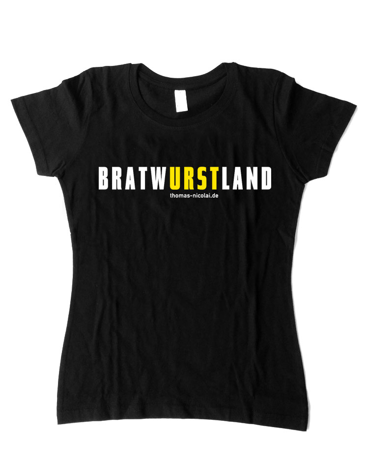 BratwURSTland Damenshirt mehrfarbig auf schwarz