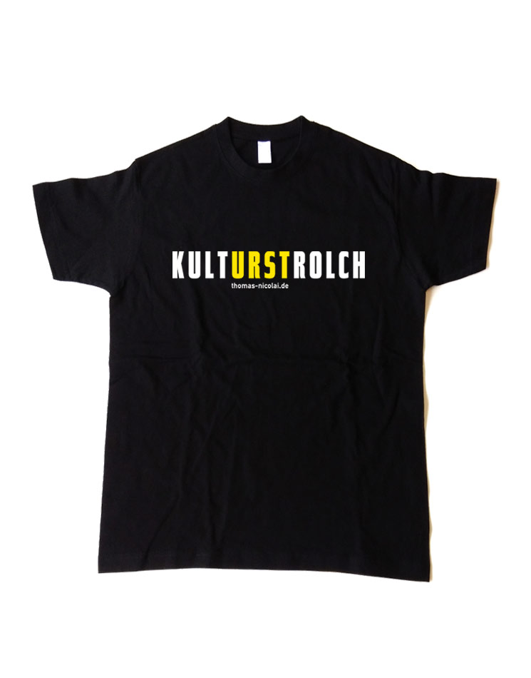 KultURSTrolch Kindershirt mehrfarbig auf schwarz