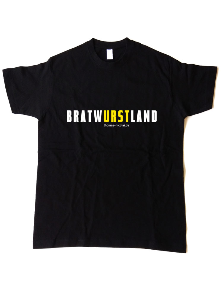 BratwURSTland Herrenshirt mehrfarbig auf schwarz