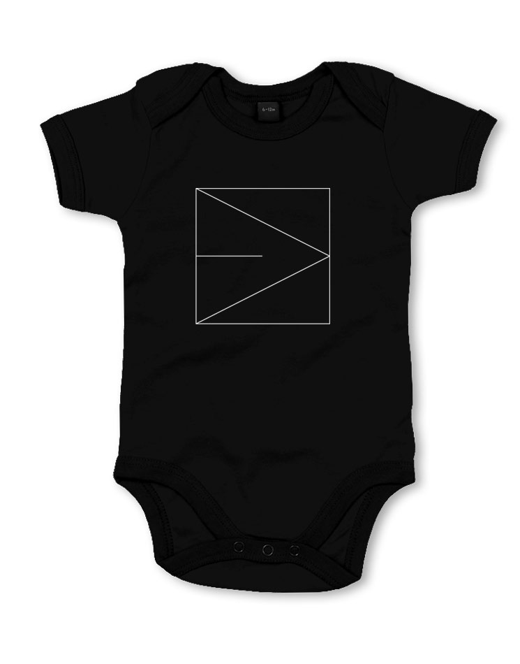 Babystrampler Logo wei auf schwarz
