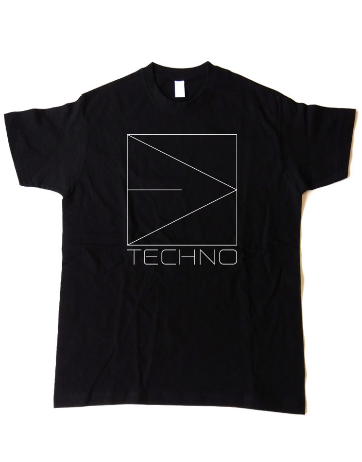 T-Shirt Techno wei auf schwarz