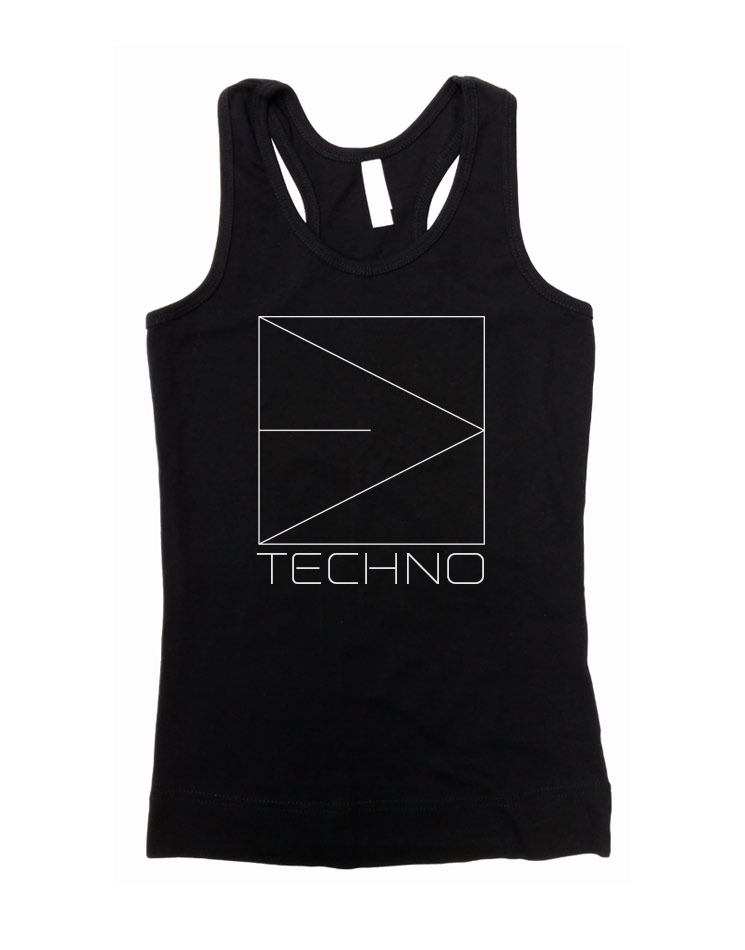 Tank Top Techno wei auf schwarz