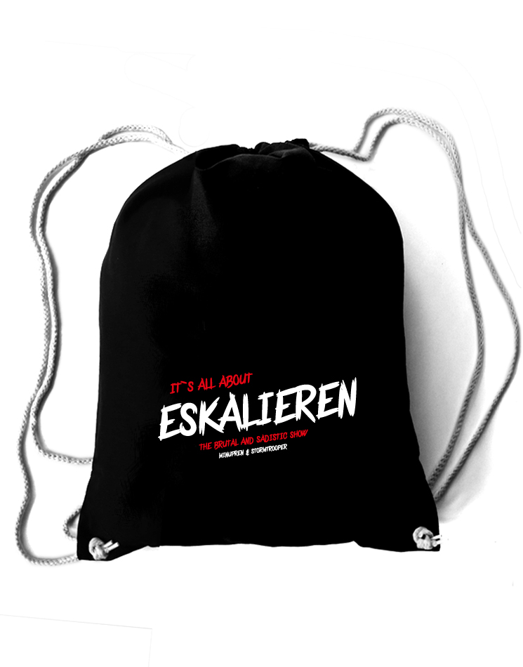 Its all about Eskalieren Rucksack mehrfarbig auf schwarz