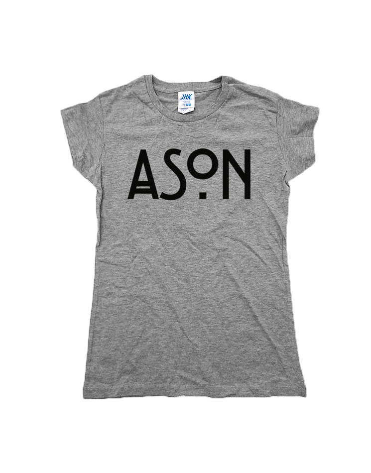 ASON Girlyshirt schwarz auf grey melange