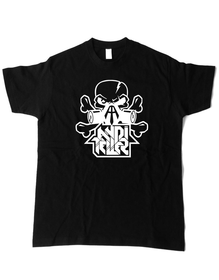 Andi Teller T-Shirt wei auf schwarz