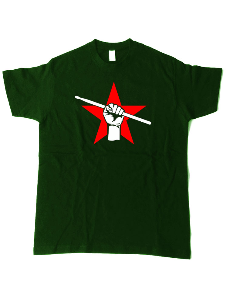 Stern und Faust T-Shirt weiß/rot auf bottlegreen
