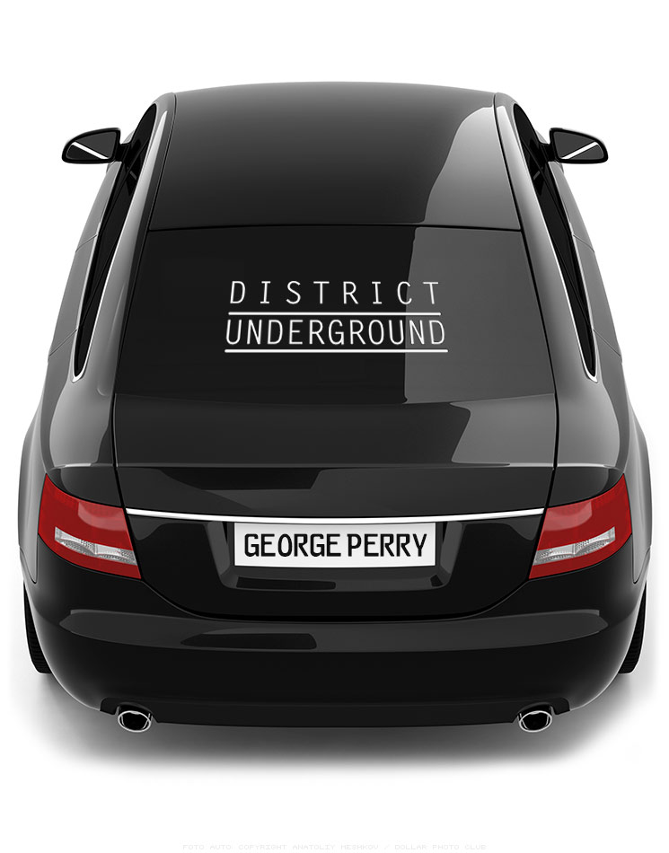 DISTRICT UNDERGROUND Heckscheibenaufkleber