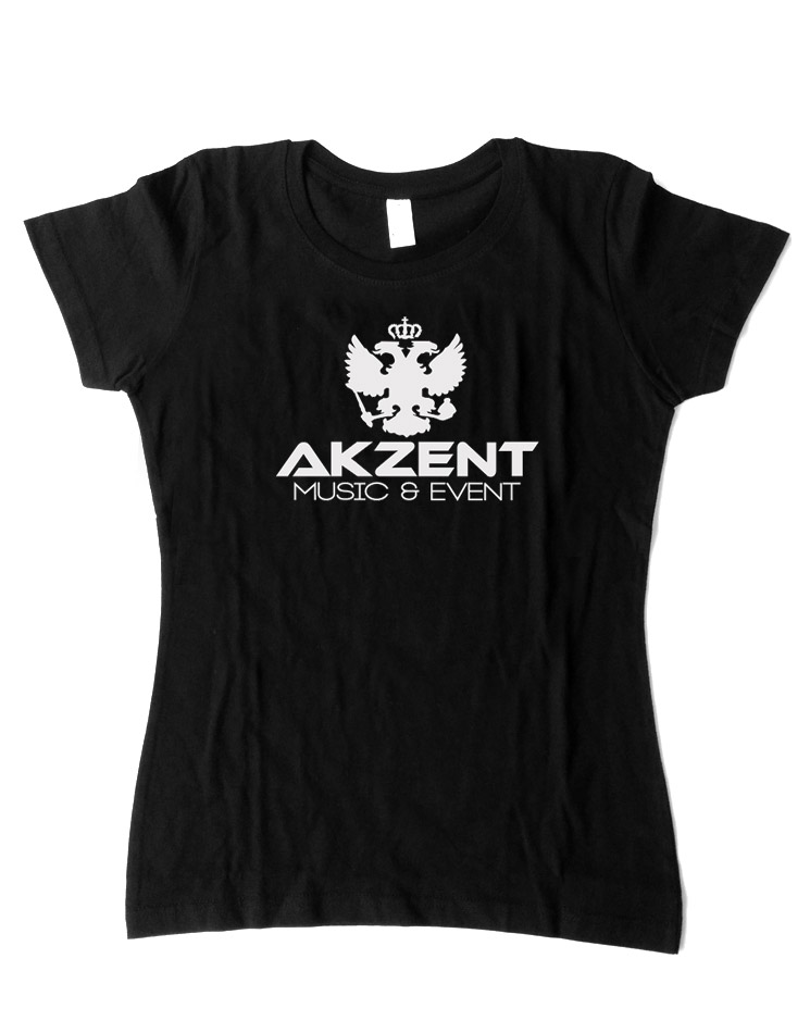 Akzent Girly T-Shirt wei auf schwarz