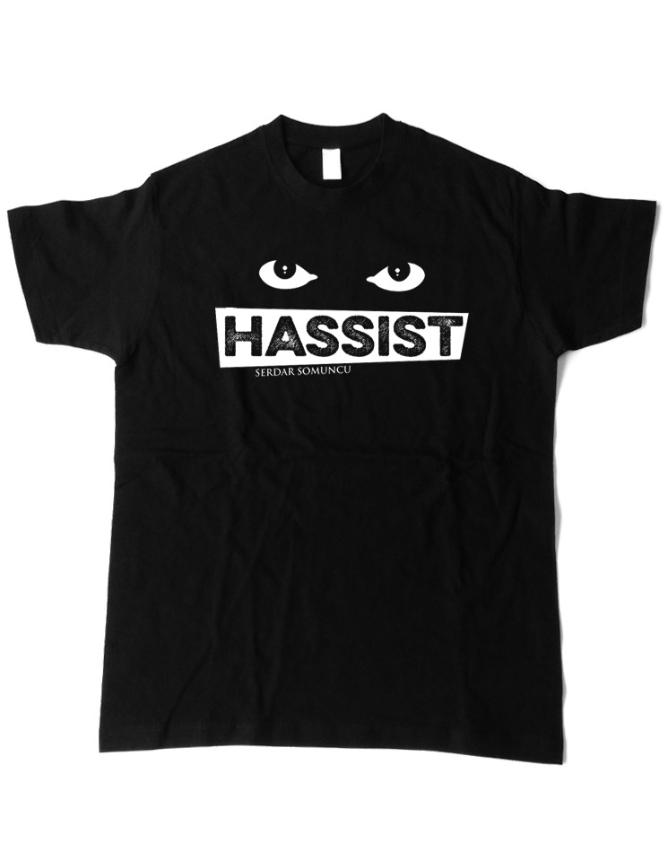 Hassist T-Shirt wei auf schwarz