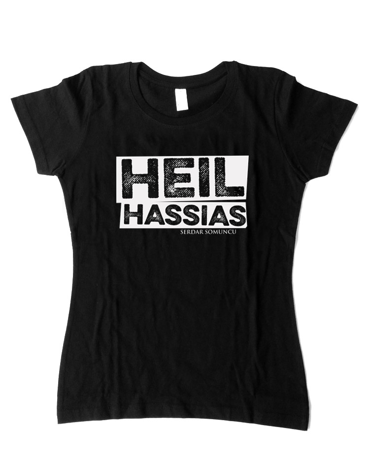 Hei Hassias Girly T-Shirt wei auf schwarz