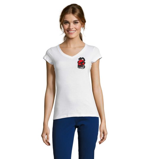 Dragon V-Neck Girly Rsselsheim weiss