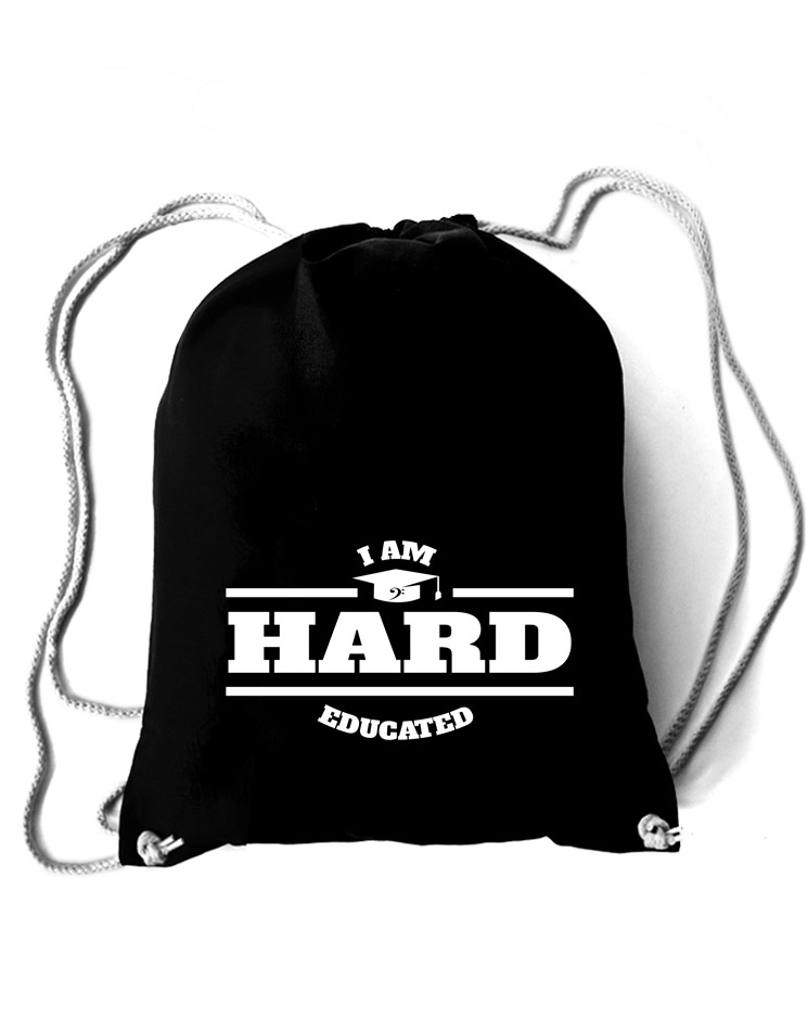 Hard educated Baumwollrucksack wei auf schwarz