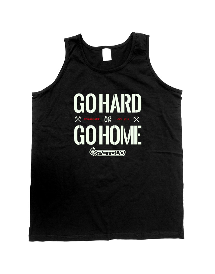 Go hard or go home Tank-Top wei auf schwarz