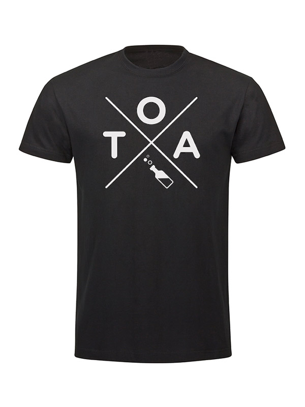 TOA Kreuzshirt - Unisex  mehrfarbig auf schwarz