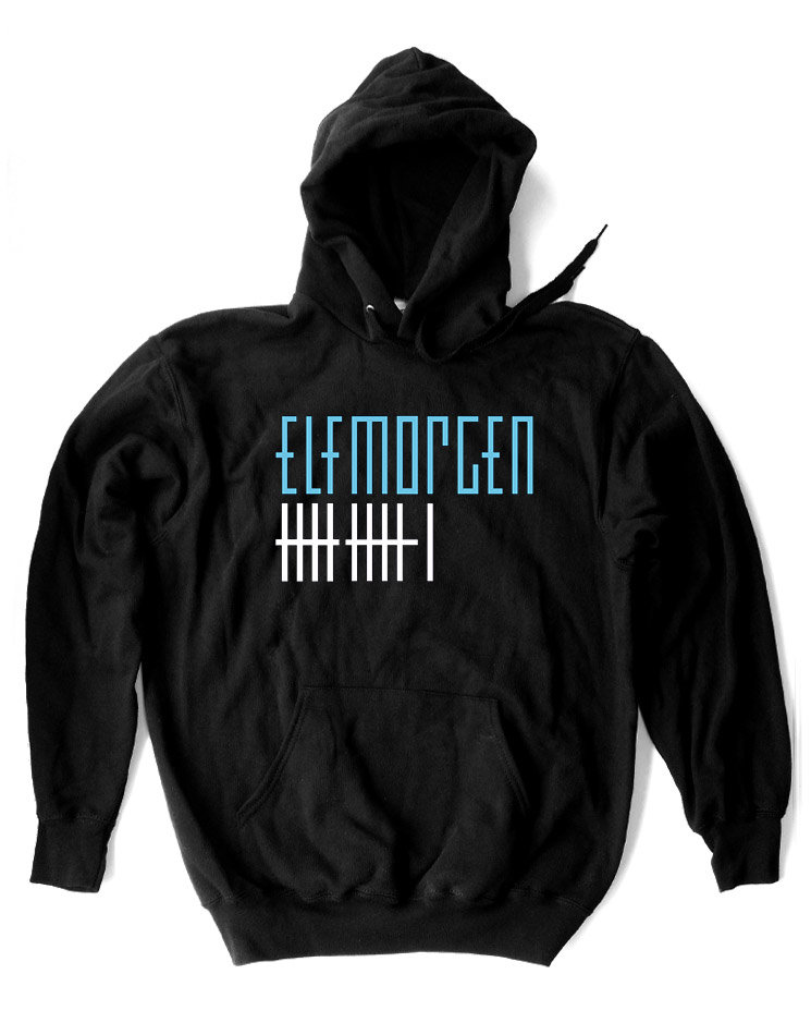 Elfmorgen Unisex Hoodie blau-wei auf schwarz