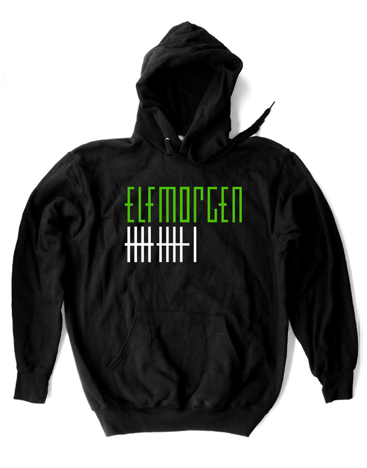 Elfmorgen Unisex Hoodie grn-wei auf schwarz