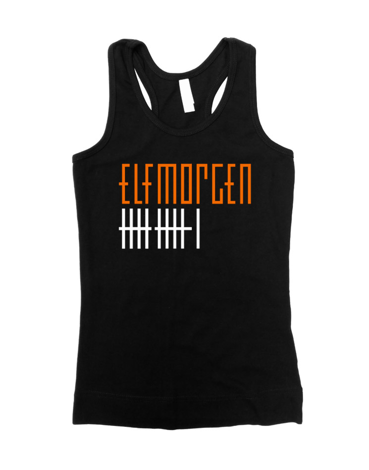 Elfmorgen Girly Tank Top orange-wei auf schwarz