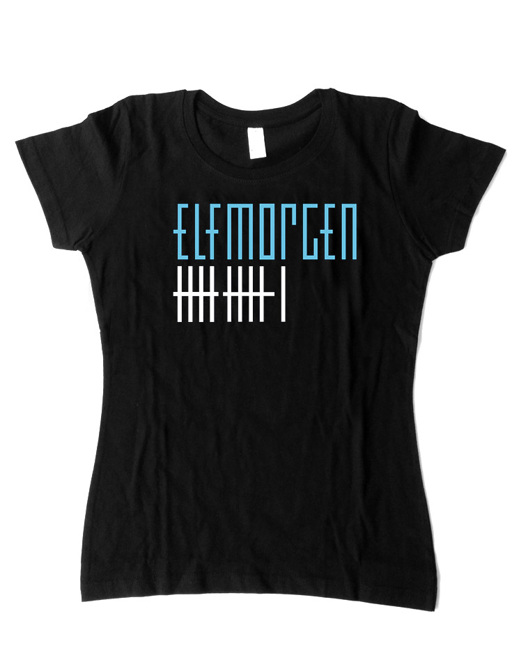 Elfmorgen Girly T-Shirt blau-wei auf schwarz