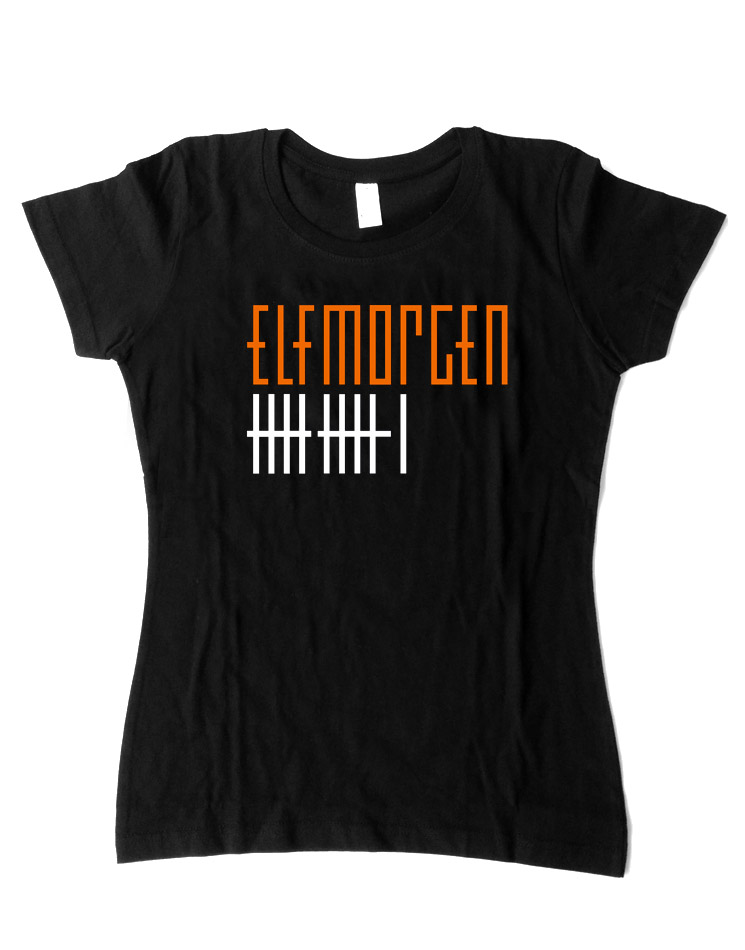 Elfmorgen Girly T-Shirt orange-wei auf schwarz