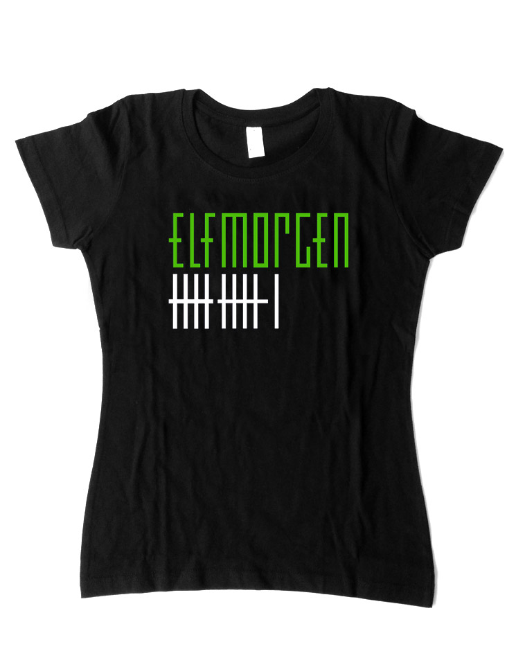 Elfmorgen Girly T-Shirt grn-wei auf schwarz