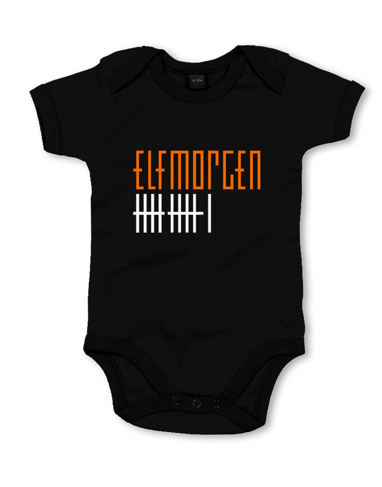 Elfmorgen Babybody orange-wei auf schwarz