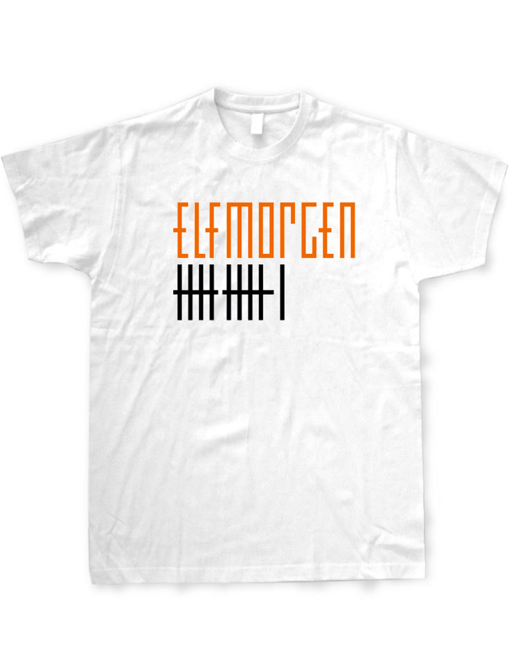 Elfmorgen T-Shirt orange-schwarz auf wei