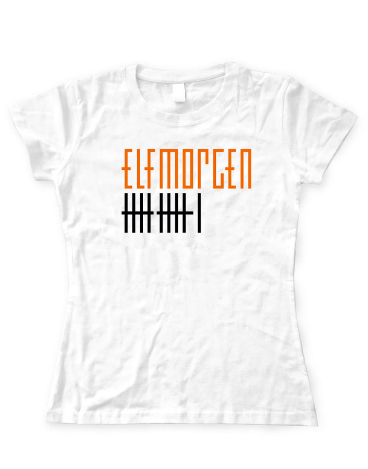 Elfmorgen Girly T-Shirt orange-schwarz auf wei