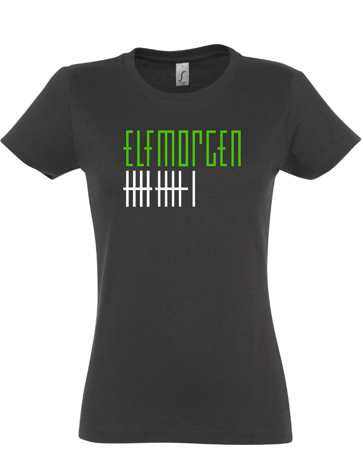 Elfmorgen Girly T-Shirt grn-wei auf grau