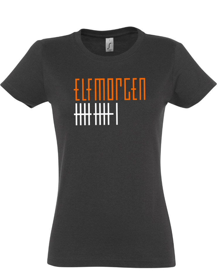 Elfmorgen Girly T-Shirt orange-wei auf grau