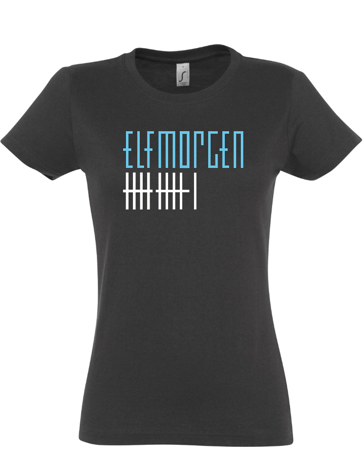 Elfmorgen Girly T-Shirt blau-wei auf grau