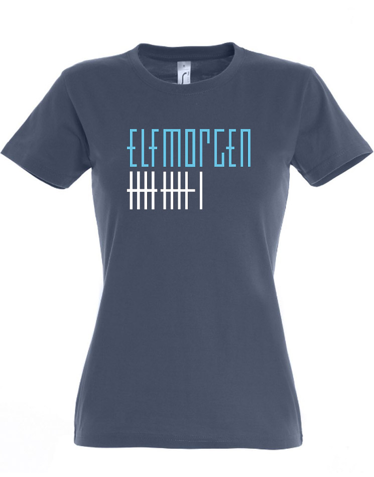 Elfmorgen Girly T-Shirt blau-wei auf denim