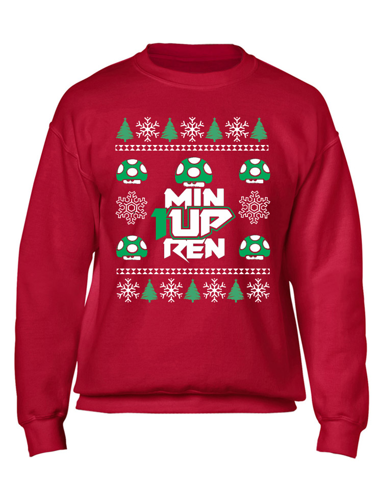 X-Mas Sweater 1upren mehrfarbig auf rot