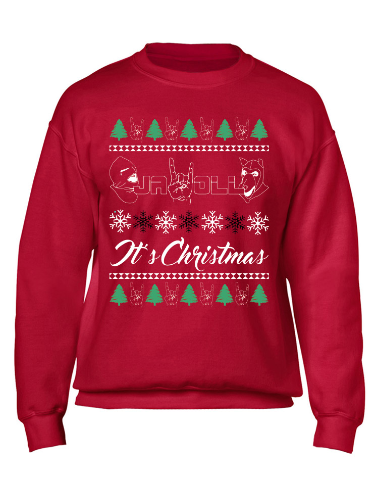 X-Mas Sweater Jawoll mehrfarbig auf rot