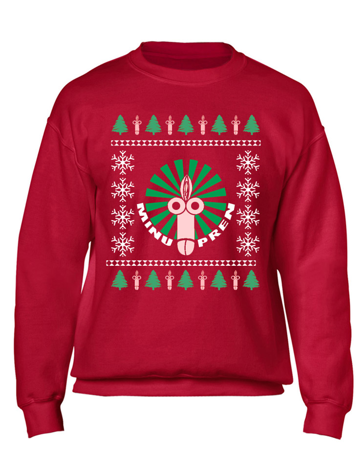 X-Mas Sweater Fotzenpimmel mehrfarbig auf rot