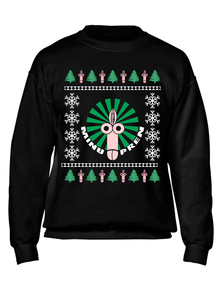 X-Mas Sweater Fotzenpimmel mehrfarbig auf schwarz