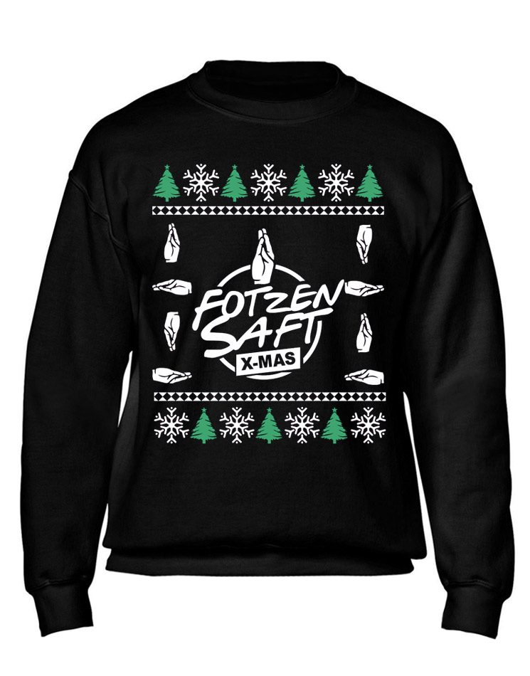 X-Mas Sweater Fotzensaft mehrfarbig auf schwarz