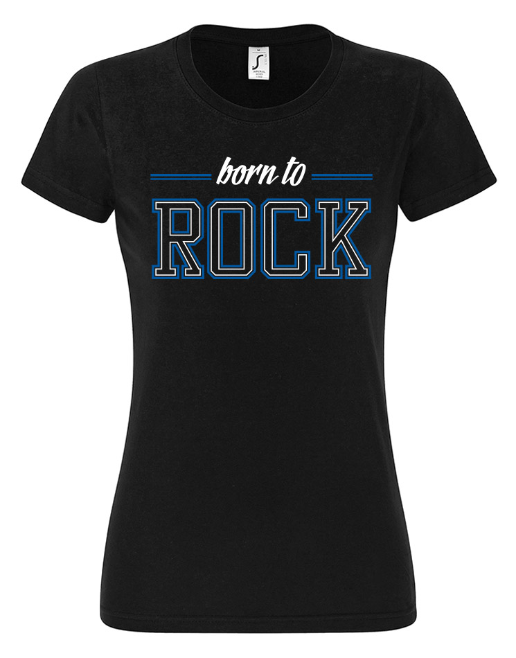 Born to Rock Girly T-Shirt mehrfarbig auf schwarz