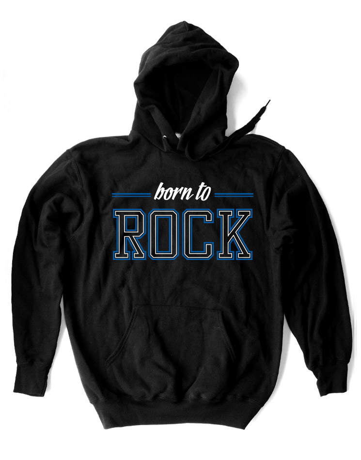 Born to Rock Kappu weiß/blau auf schwarz