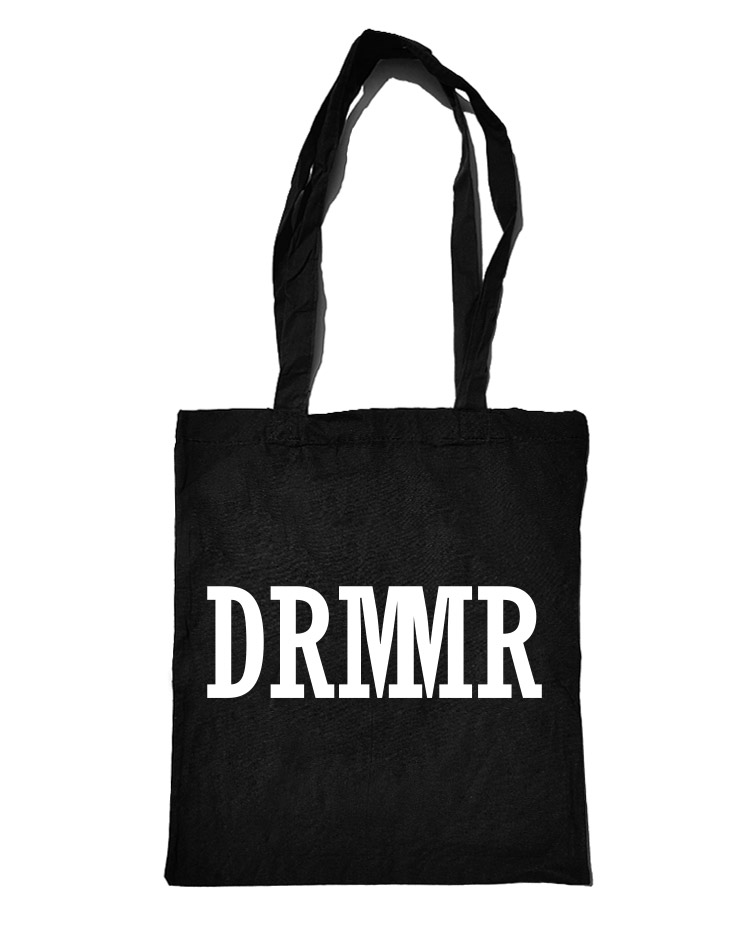 DRMMR Baumwolltasche wei auf schwarz