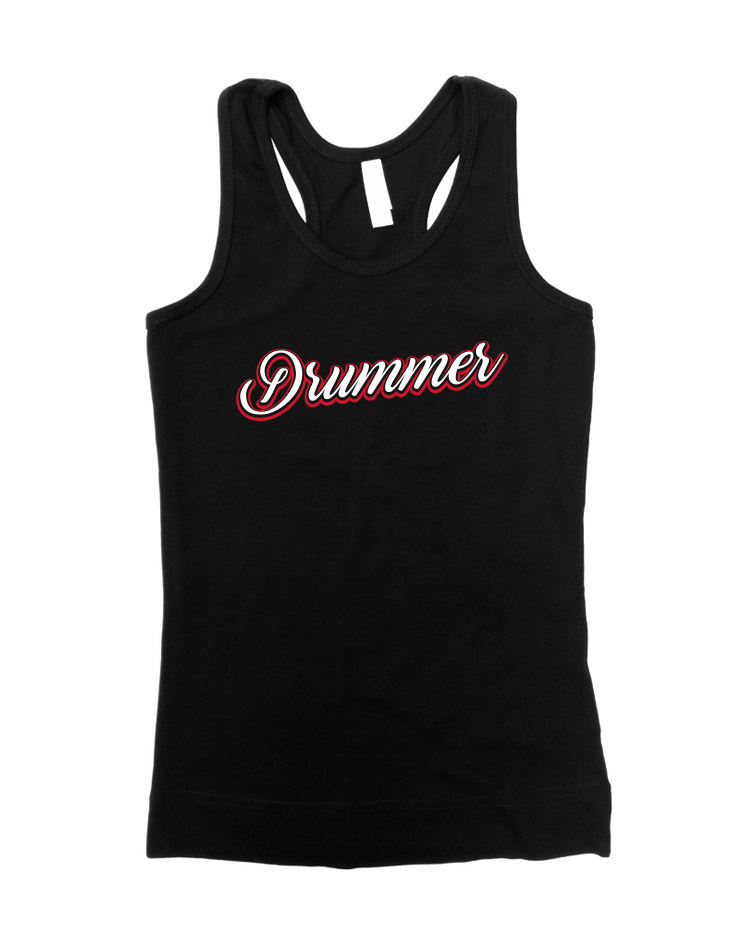 Drummer Girly Tank Top wei/rot auf schwarz