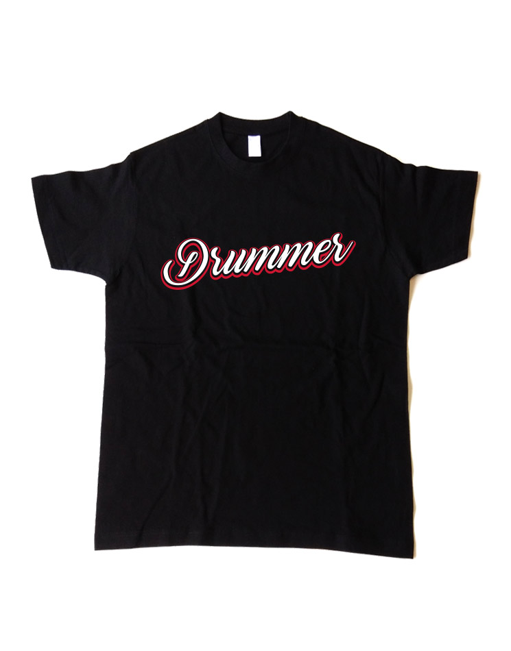 Drummer Kinder T-Shirt weiß/rot auf schwarz
