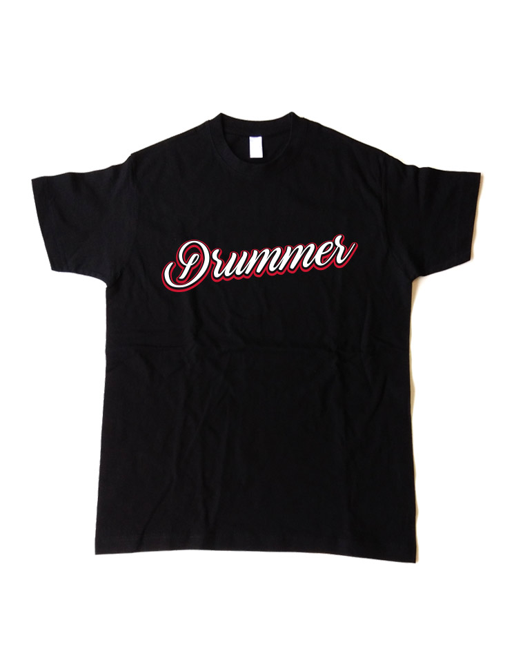 Drummer Kinder T-Shirt wei/rot auf schwarz