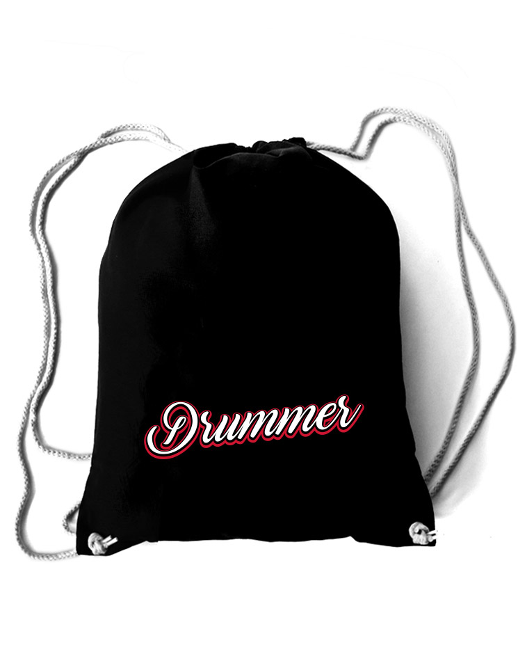 Drummer Baumwollrucksack weiß/rot auf schwarz
