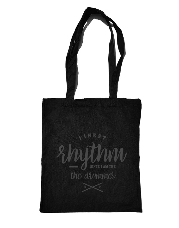 Finest Rhythm Baumwolltasche grau auf schwarz