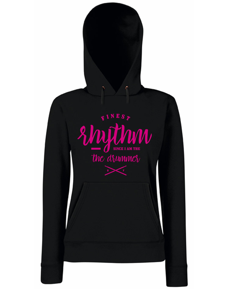 Finest Rhythm Girly Hoodie pink auf schwarz