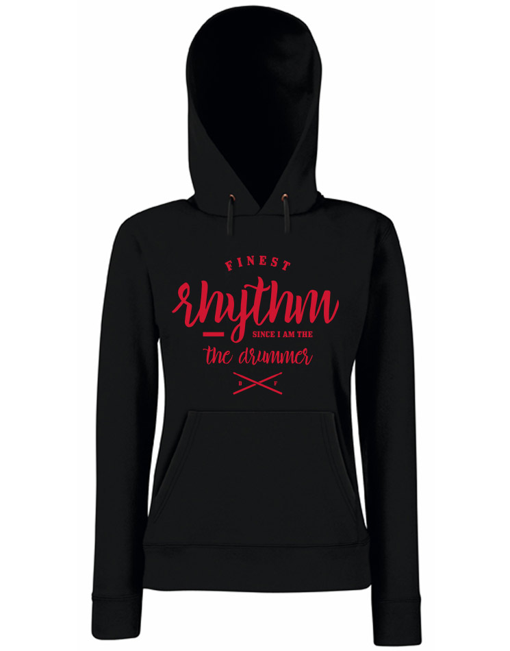 Finest Rhythm Girly Hoodie rot auf schwarz