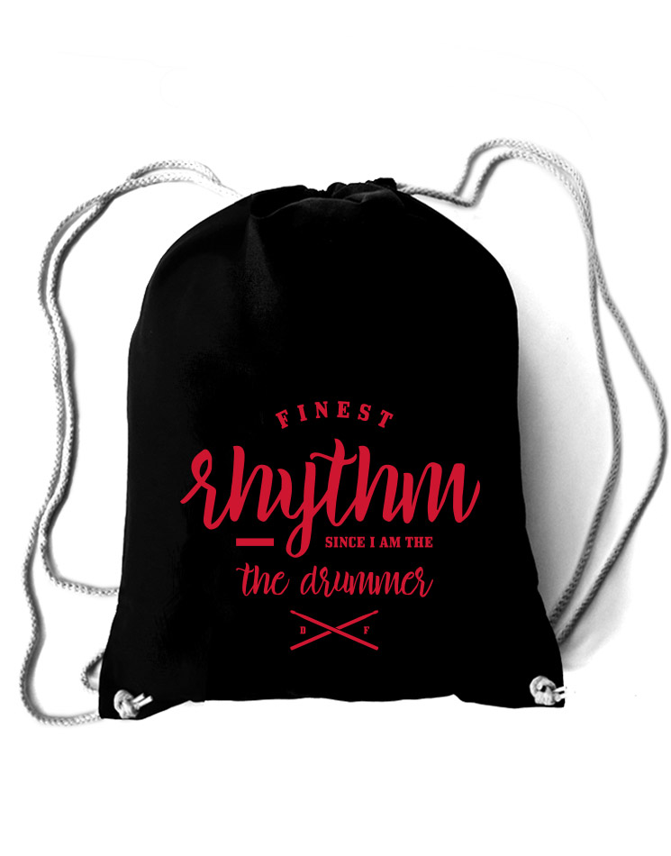 Finest Rhythm Baumwolltasche rot auf schwarz