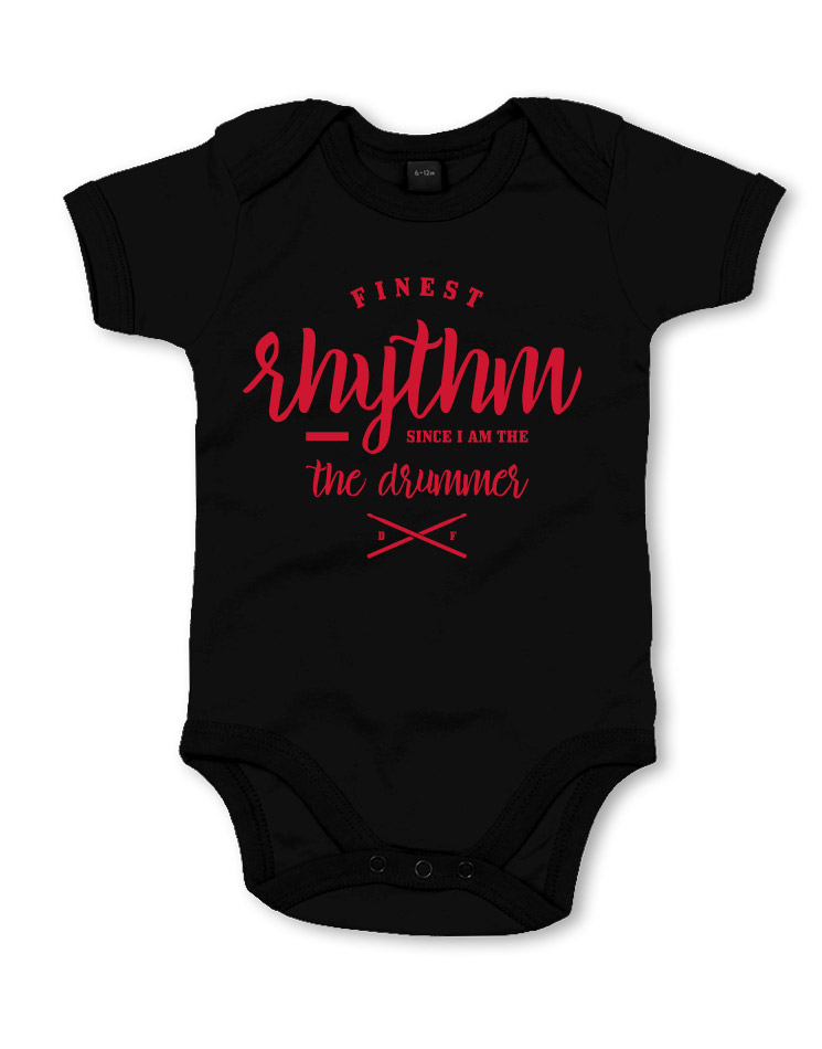 Finest Rhythm Babystrampler rot auf schwarz